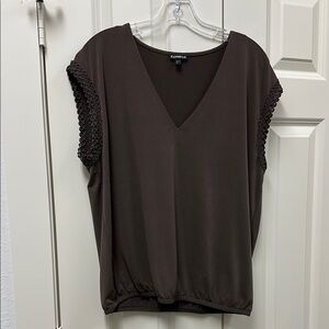 Express Olive Green V-Neck Blouse